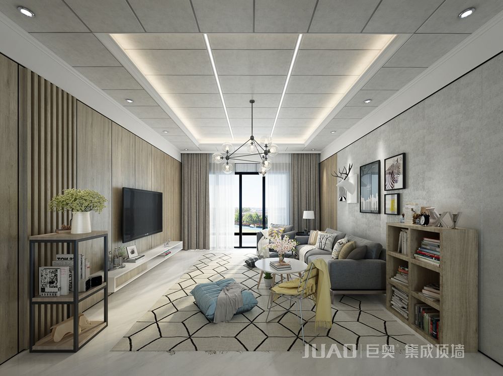 巨奧集成頂墻-高端定制整裝-現代輕奢客廳